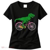 TRex Riding A Bike Funny Trex Dinosaur Bicycle Rider Women's T-Shirt thumb 0
