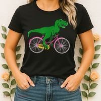 TRex Riding A Bike Funny Trex Dinosaur Bicycle Rider Women's T-Shirt thumb 2