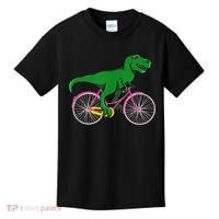 TRex Riding A Bike Funny Trex Dinosaur Bicycle Rider Kids T-Shirt thumb 0