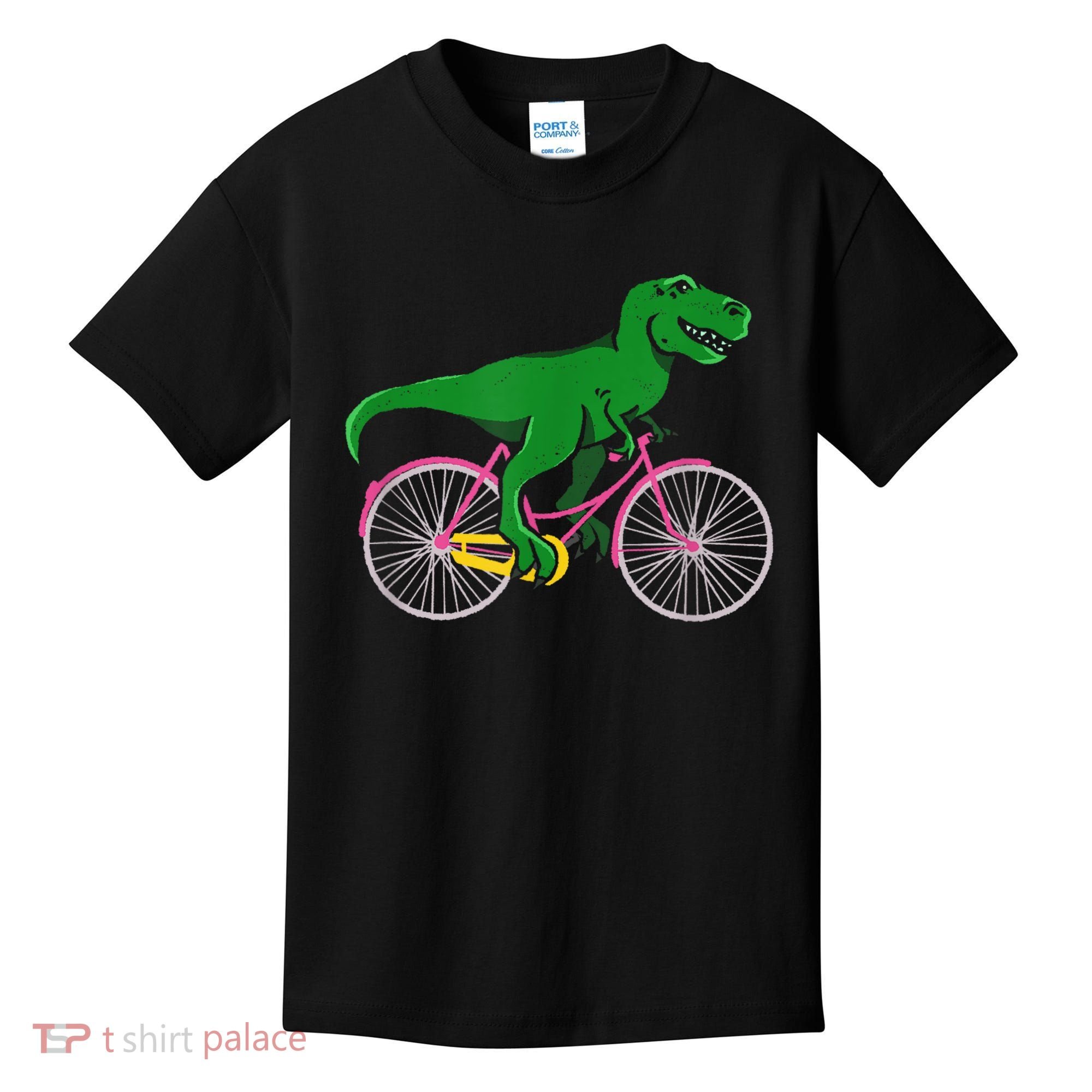 TRex Riding A Bike Funny Trex Dinosaur Bicycle Rider Kids T-Shirt