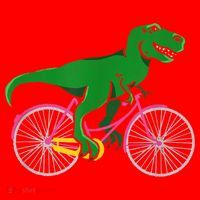 TRex Riding A Bike Funny Trex Dinosaur Bicycle Rider Santa Hat thumb 1