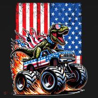 Trex Riding American Monster Truck Usa Flag Ornament thumb 1