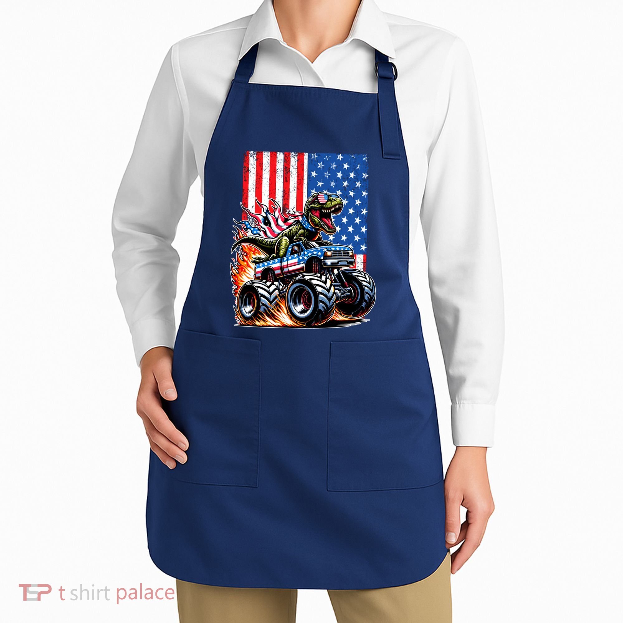 Trex Riding American Monster Truck Usa Flag Apron