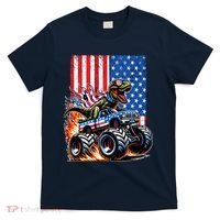 Trex Riding American Monster Truck Usa Flag T-Shirt thumb 0
