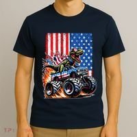 Trex Riding American Monster Truck Usa Flag T-Shirt thumb 3