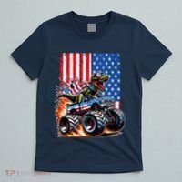 Trex Riding American Monster Truck Usa Flag T-Shirt thumb 5