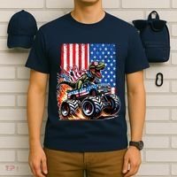 Trex Riding American Monster Truck Usa Flag T-Shirt thumb 6