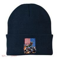 Trex Riding American Monster Truck Usa Flag Beanie thumb 0