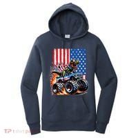 Trex Riding American Monster Truck Usa Flag Women's Hoodie thumb 0