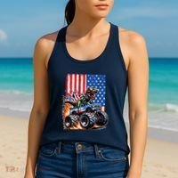 Trex Riding American Monster Truck Usa Flag Women's Tank Top thumb 2