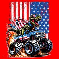Trex Riding American Monster Truck Usa Flag Santa Hat thumb 1