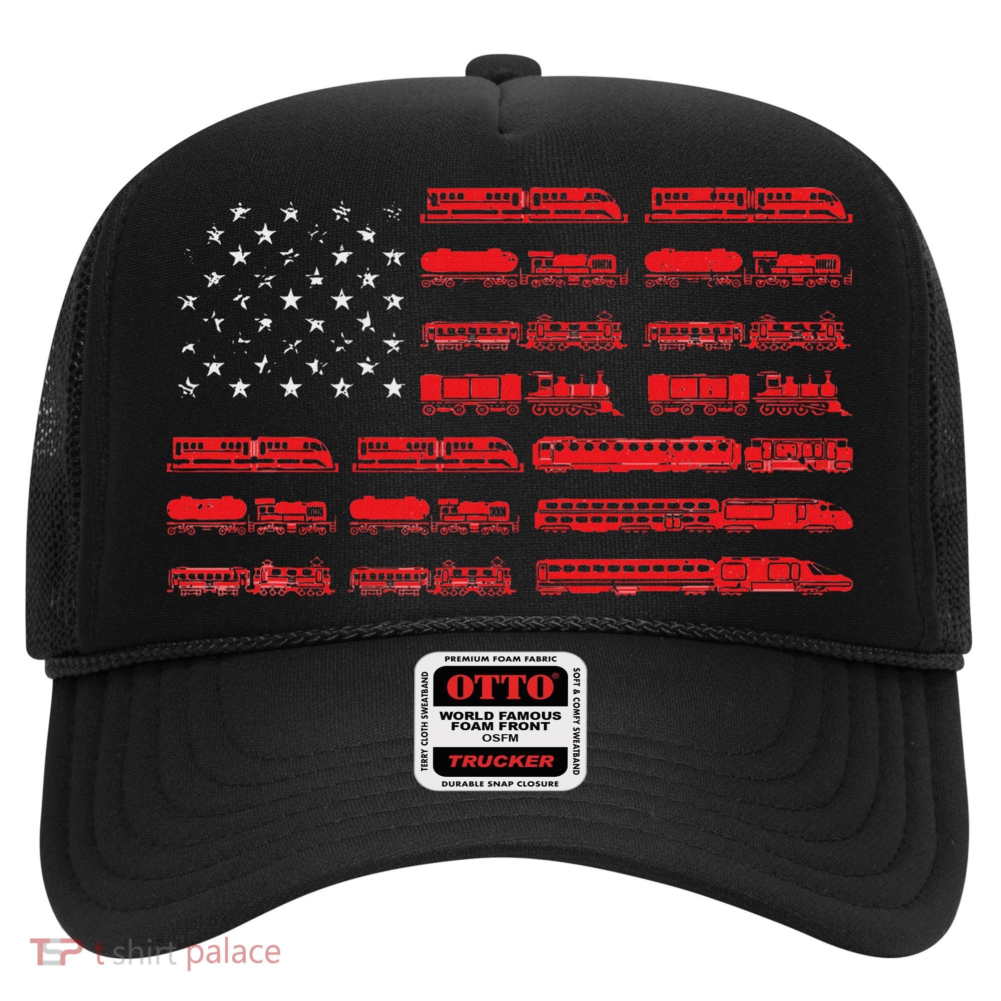 Train Railroad American Flag Cool Locomotive Lover Hat