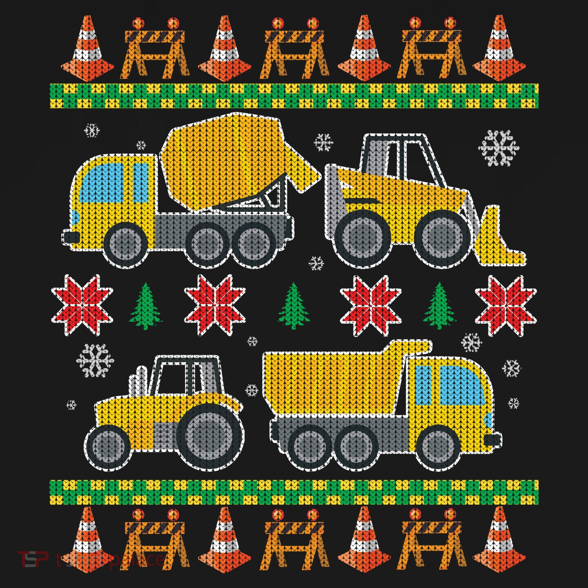 Tractors And Bulldozers Ugly Christmas Sweater Backpack