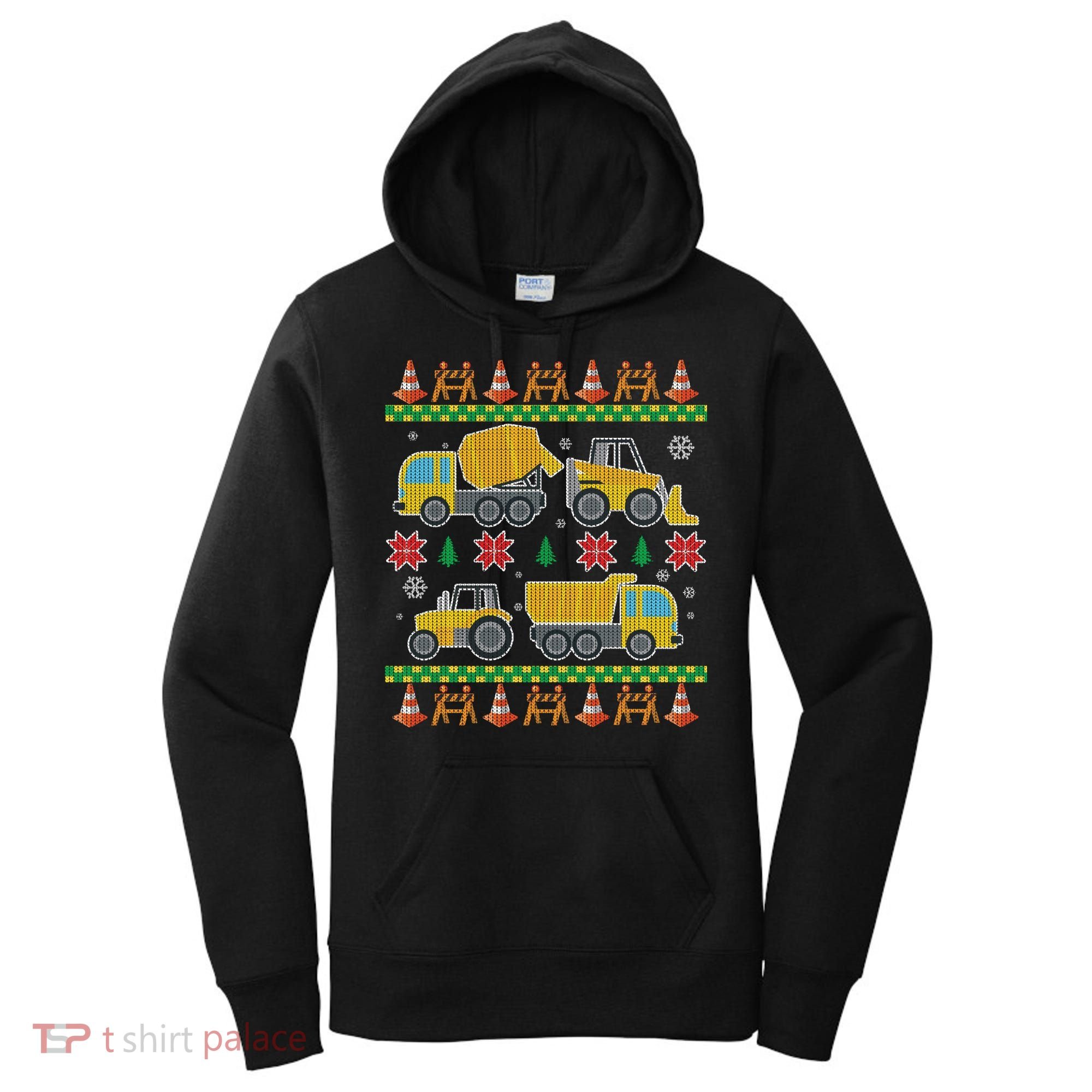 Tractors And Bulldozers Ugly Christmas Sweater Women's Hoodie