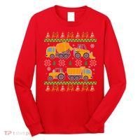Tractors And Bulldozers Ugly Christmas Sweater Long Sleeve Shirt thumb 0