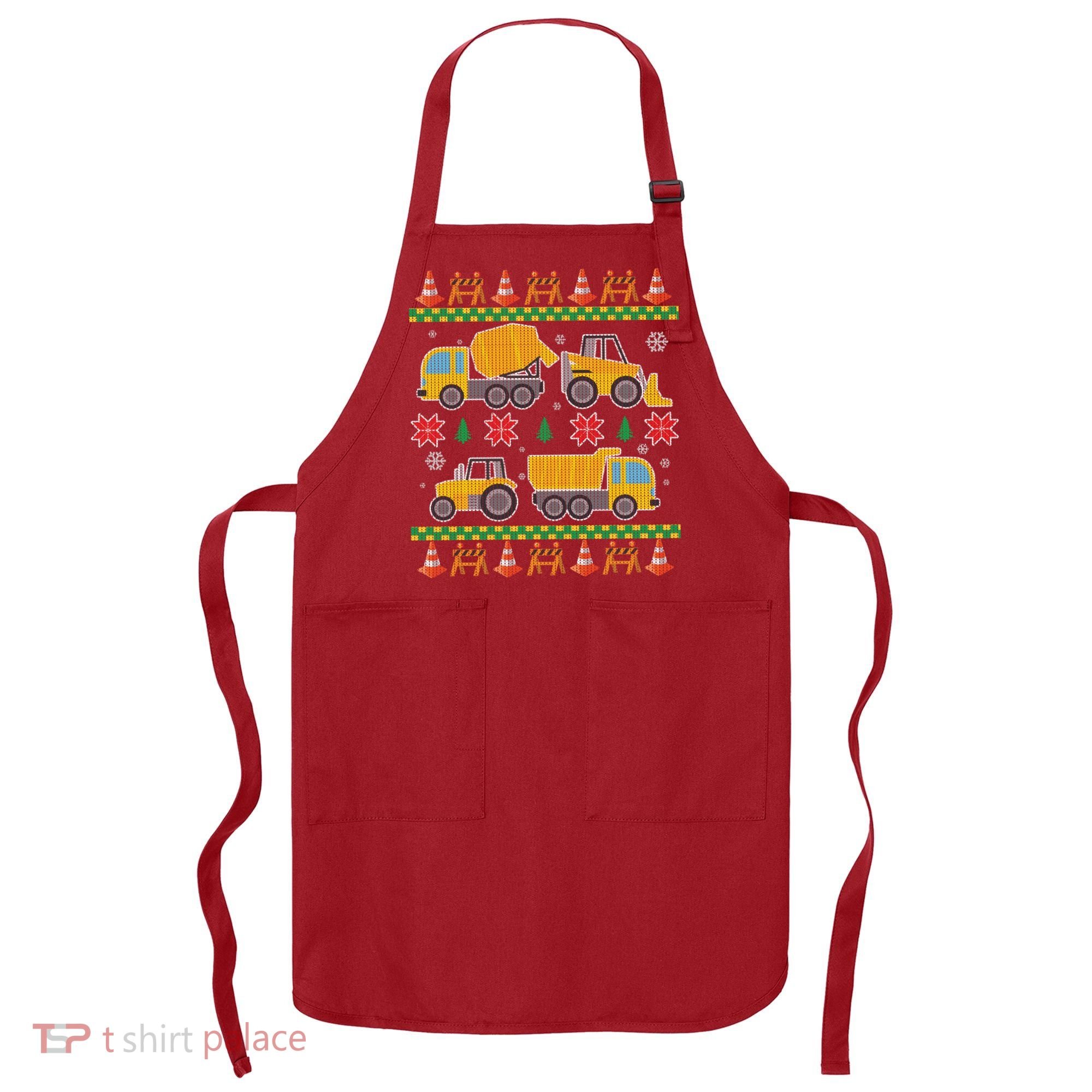 Tractors And Bulldozers Ugly Christmas Sweater Apron