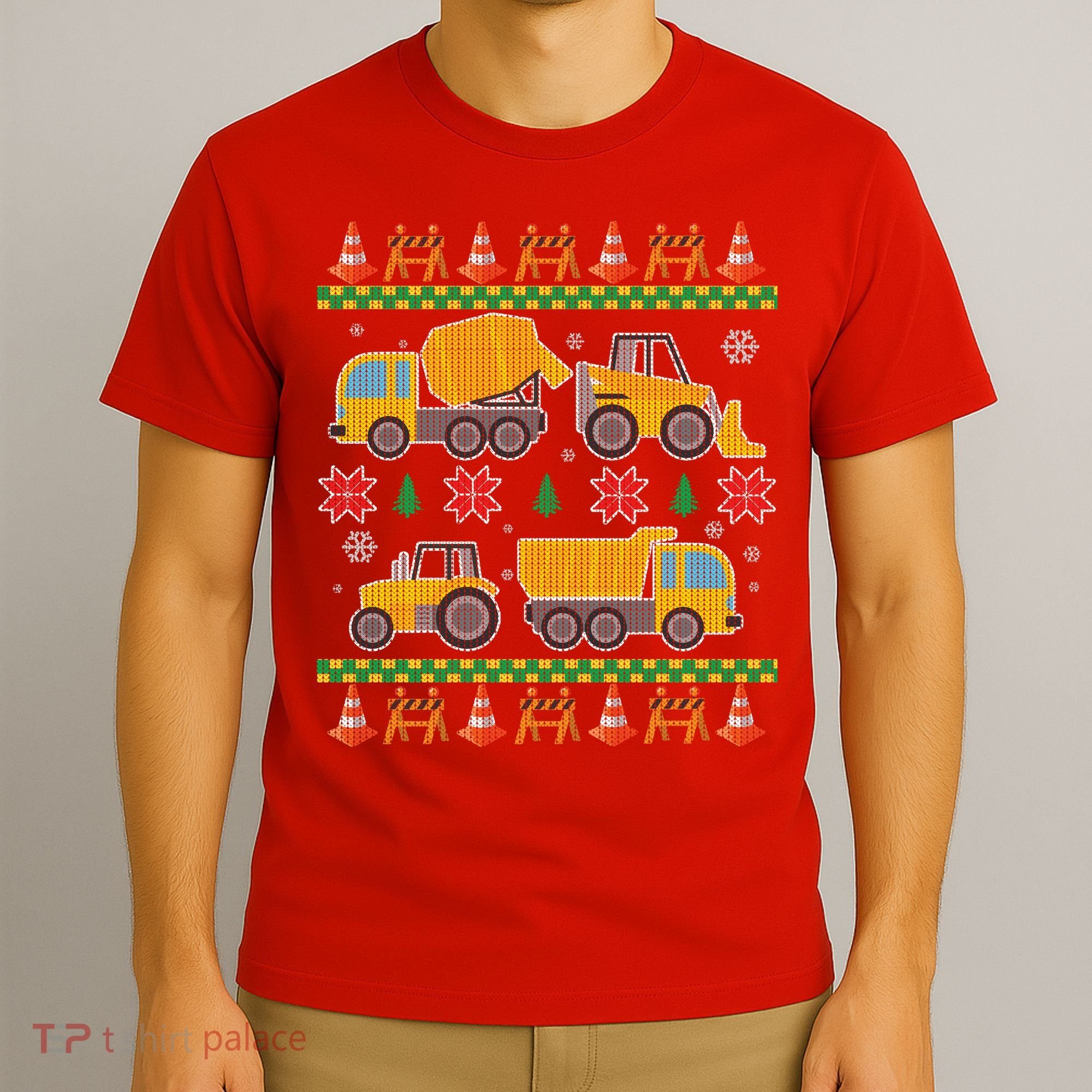 Tractors And Bulldozers Ugly Christmas Sweater T-Shirt