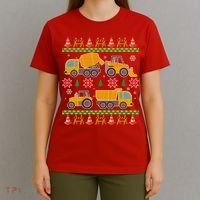 Tractors And Bulldozers Ugly Christmas Sweater T-Shirt thumb 4