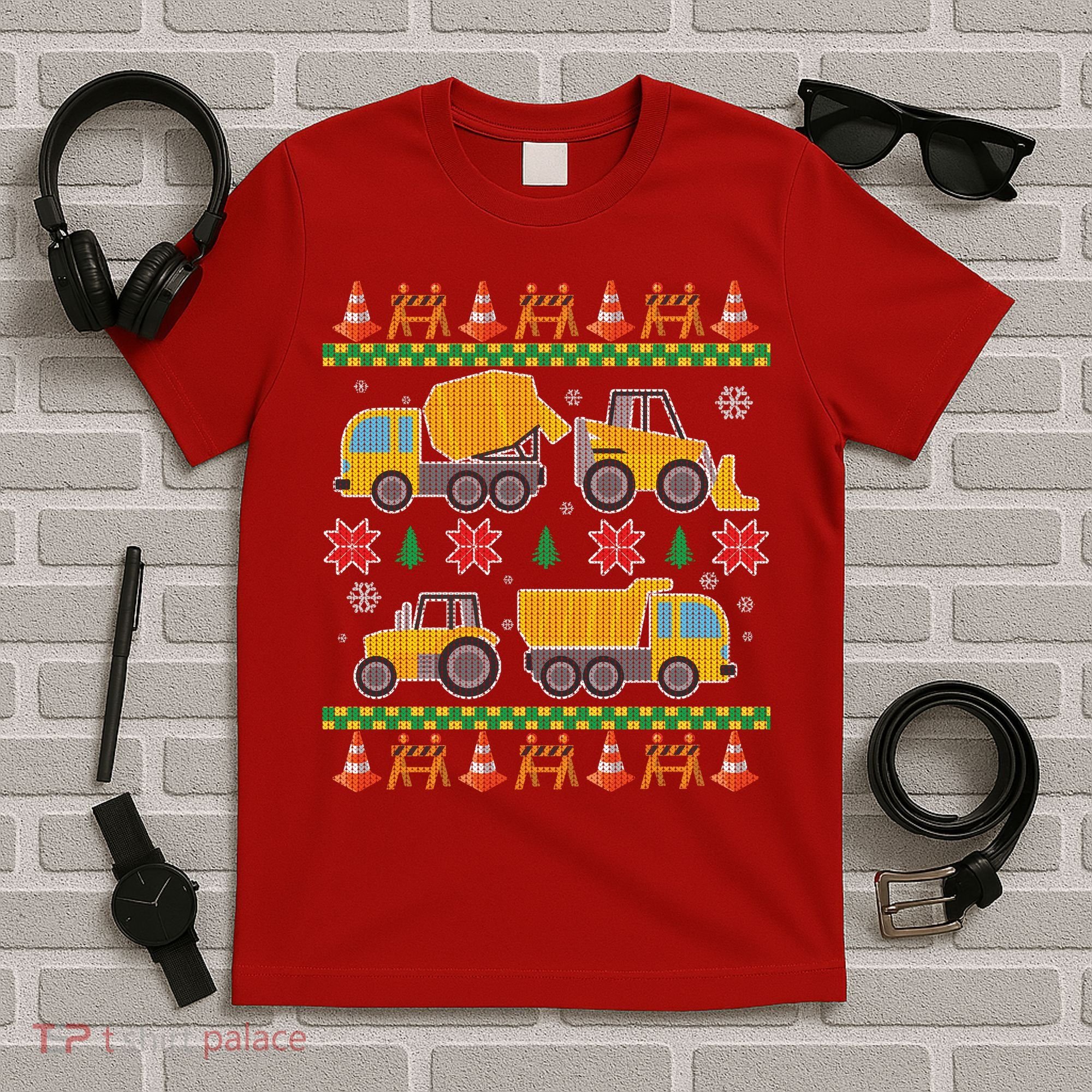 Tractors And Bulldozers Ugly Christmas Sweater T-Shirt