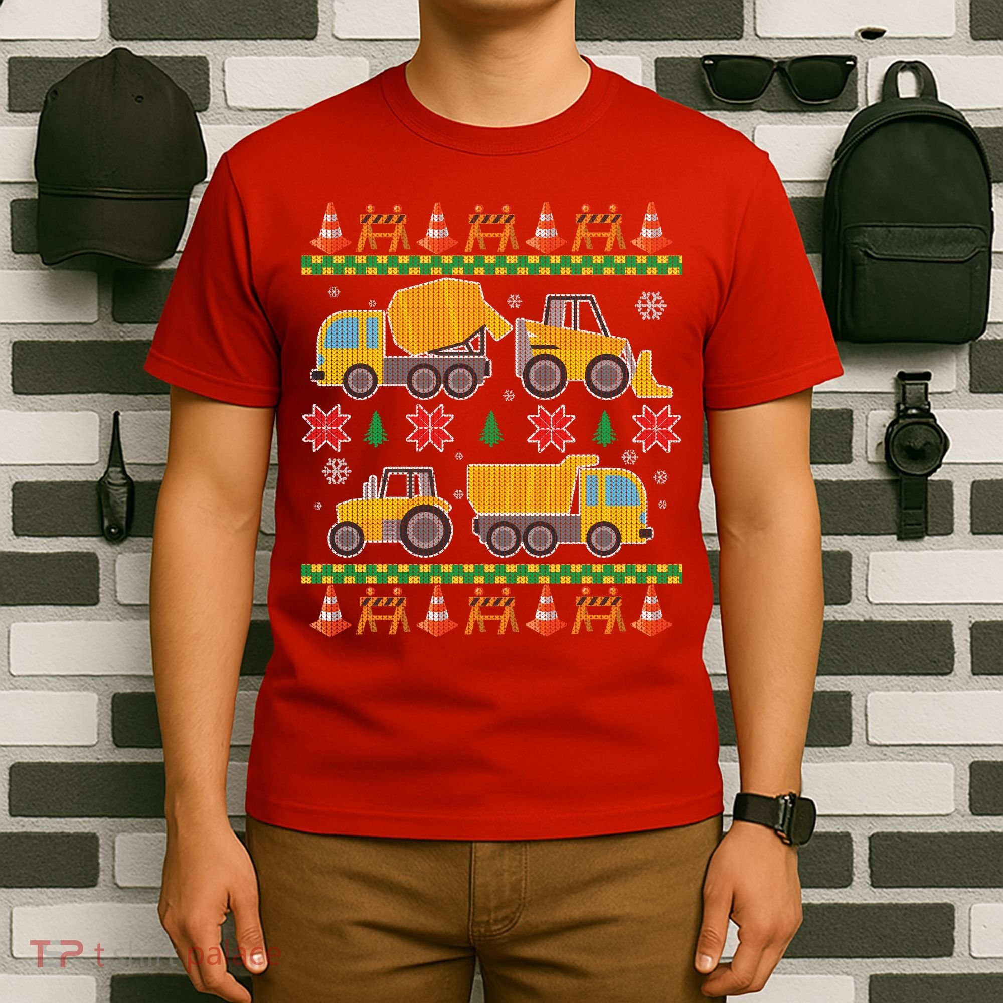 Tractors And Bulldozers Ugly Christmas Sweater T-Shirt