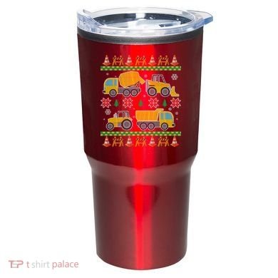 Tractors And Bulldozers Ugly Christmas Sweater Tumbler