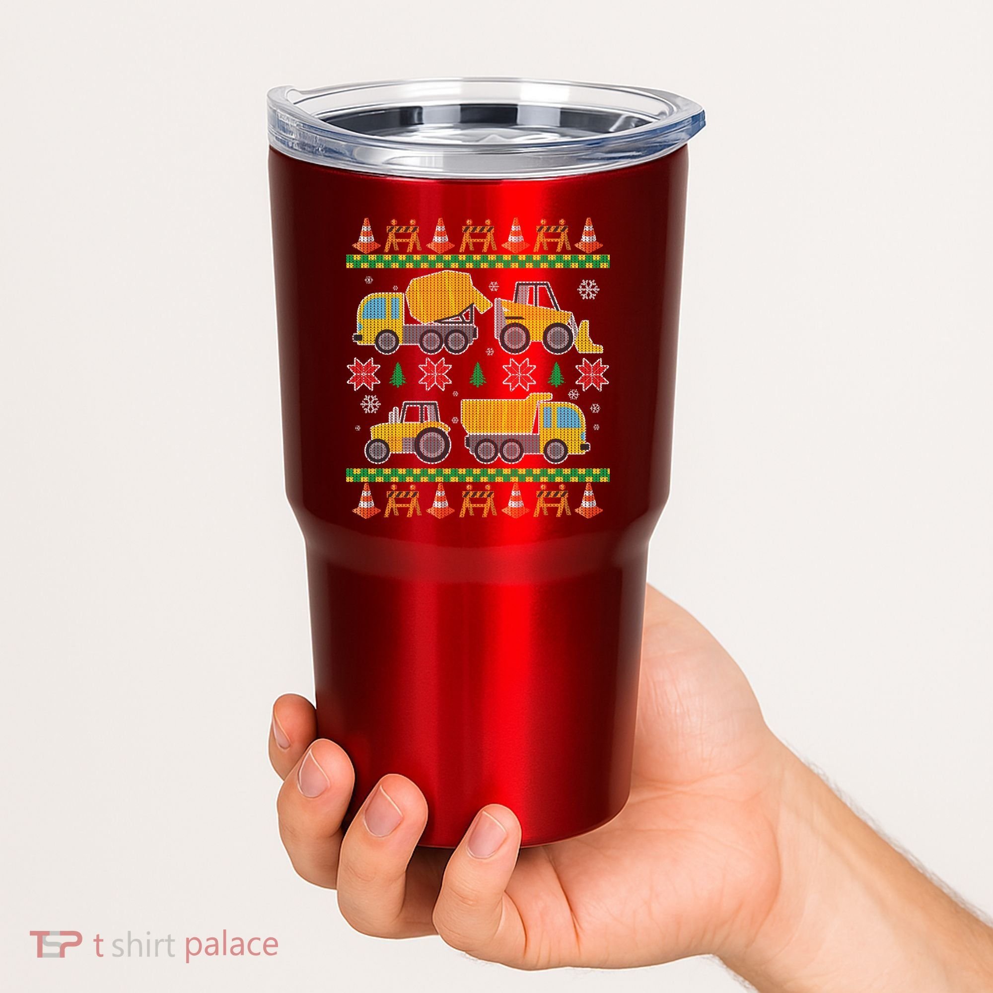 Tractors And Bulldozers Ugly Christmas Sweater Tumbler
