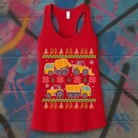 Tractors And Bulldozers Ugly Christmas Sweater Women's Tank Top thumb 3