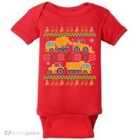 Tractors And Bulldozers Ugly Christmas Sweater Baby Bodysuit thumb 0