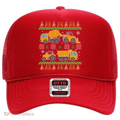 Tractors And Bulldozers Ugly Christmas Sweater Hat