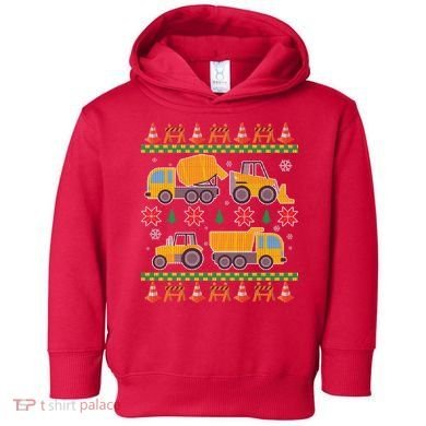Tractors And Bulldozers Ugly Christmas Sweater Toddler Hoodie