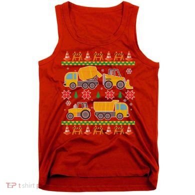 Tractors And Bulldozers Ugly Christmas Sweater Tank Top
