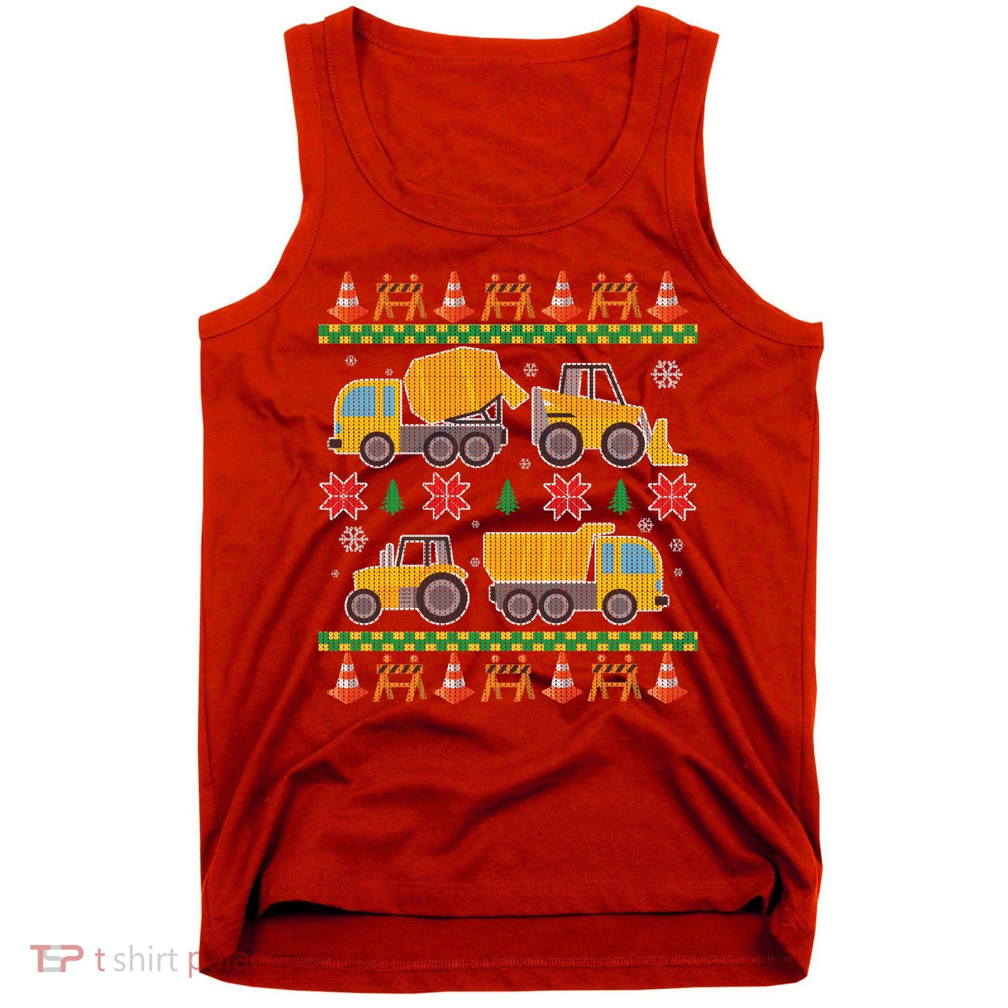 Tractors And Bulldozers Ugly Christmas Sweater Tank Top