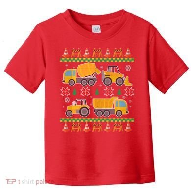 Tractors And Bulldozers Ugly Christmas Sweater Toddler T-Shirt