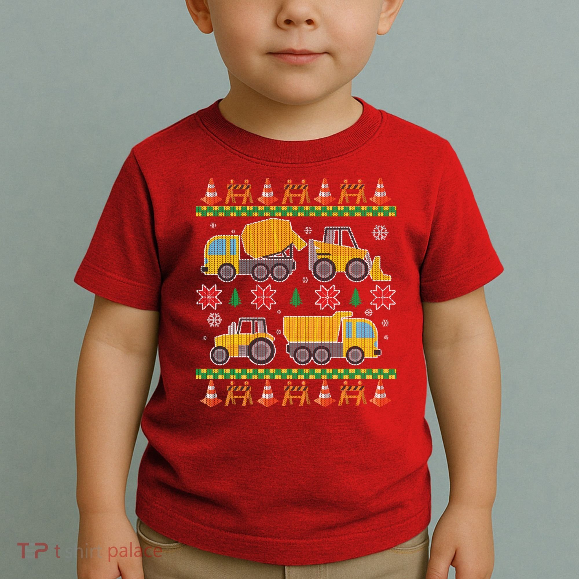 Tractors And Bulldozers Ugly Christmas Sweater Toddler T-Shirt
