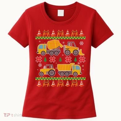 Tractors And Bulldozers Ugly Christmas Sweater Women's T-Shirt