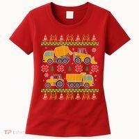 Tractors And Bulldozers Ugly Christmas Sweater Women's T-Shirt thumb 0