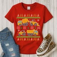 Tractors And Bulldozers Ugly Christmas Sweater Women's T-Shirt thumb 3