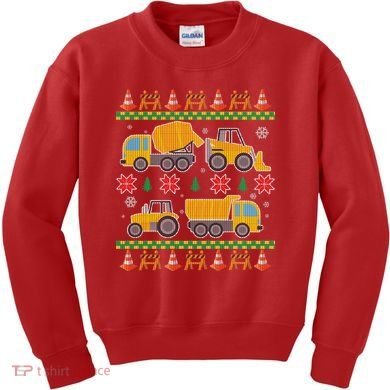 Tractors And Bulldozers Ugly Christmas Sweater Kids Sweatshirt