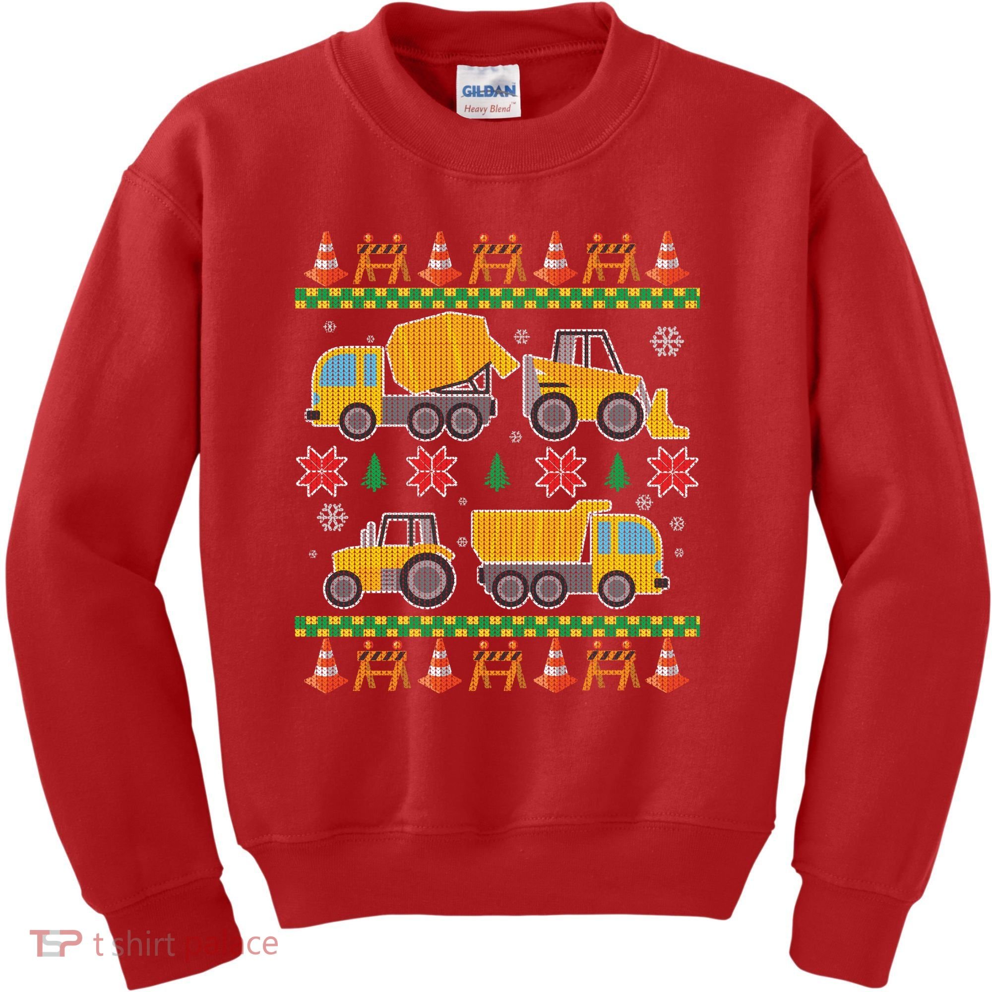 Tractors And Bulldozers Ugly Christmas Sweater Kids Sweatshirt