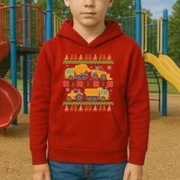 Tractors And Bulldozers Ugly Christmas Sweater Kids Hoodie thumb 2