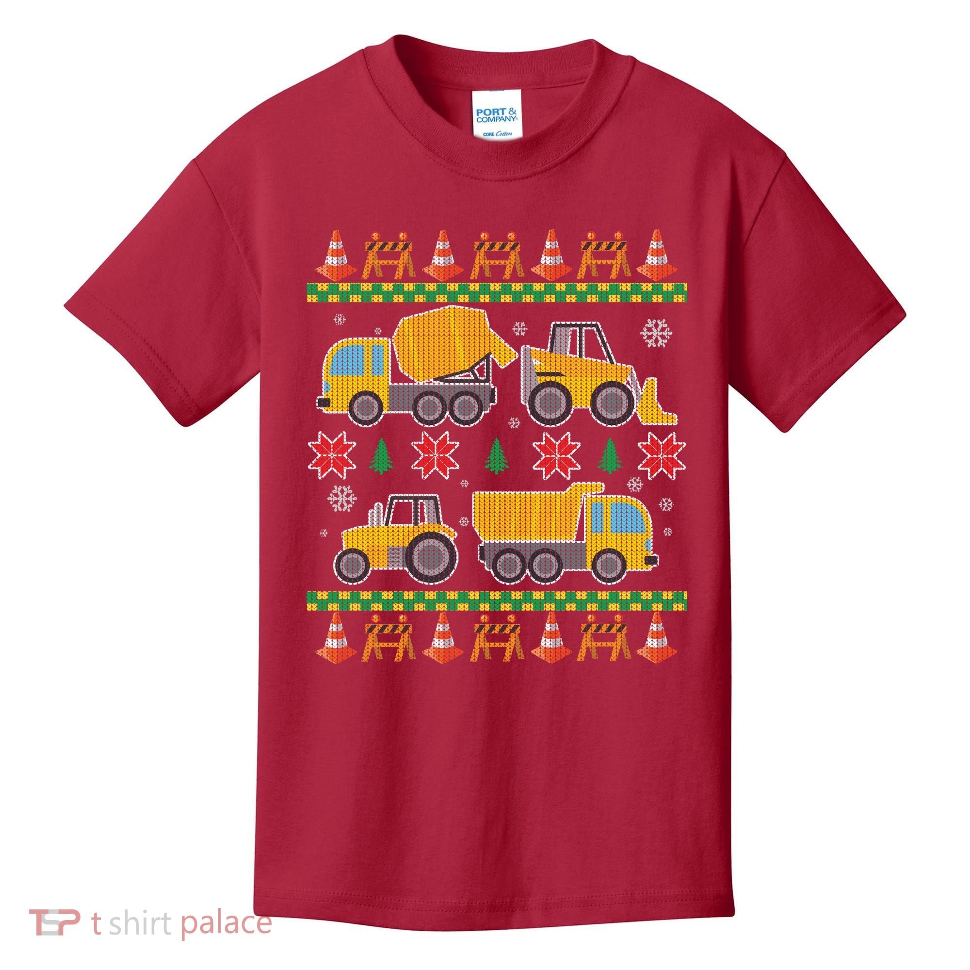 Tractors And Bulldozers Ugly Christmas Sweater Kids T-Shirt