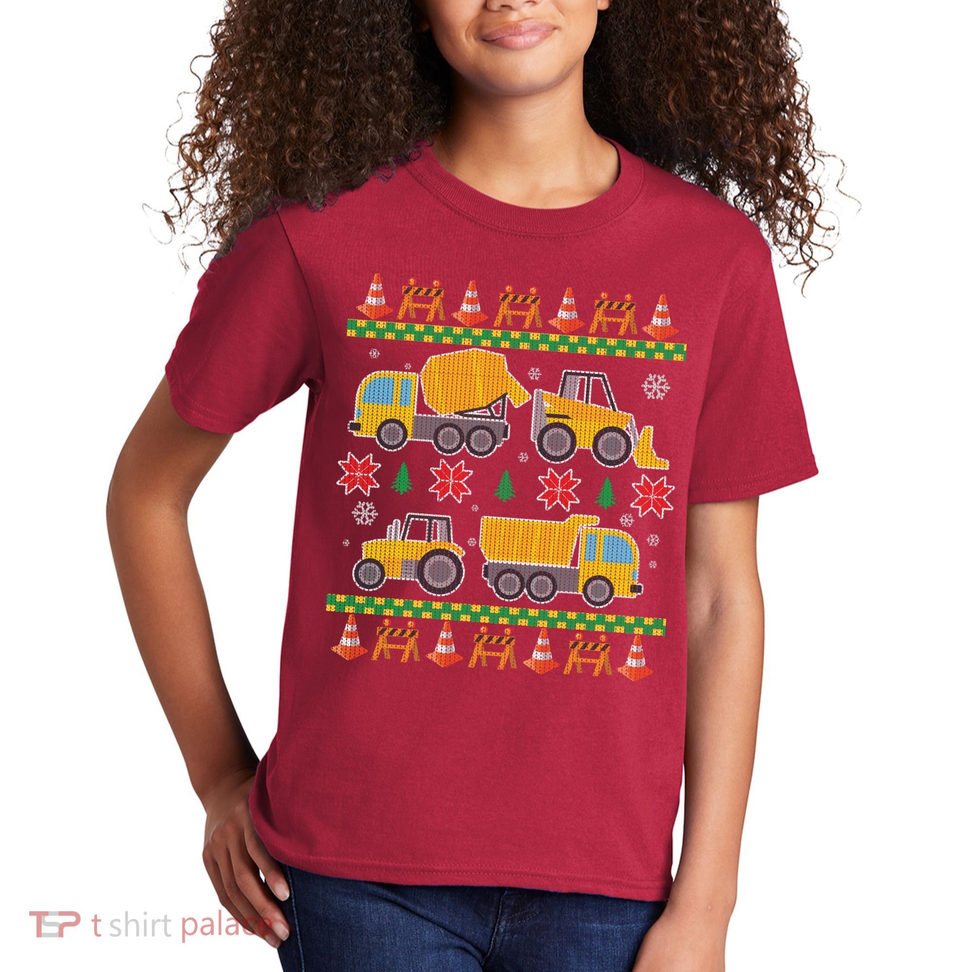 Tractors And Bulldozers Ugly Christmas Sweater Kids T-Shirt