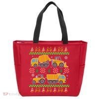 Tractors And Bulldozers Ugly Christmas Sweater Tote Bag thumb 0