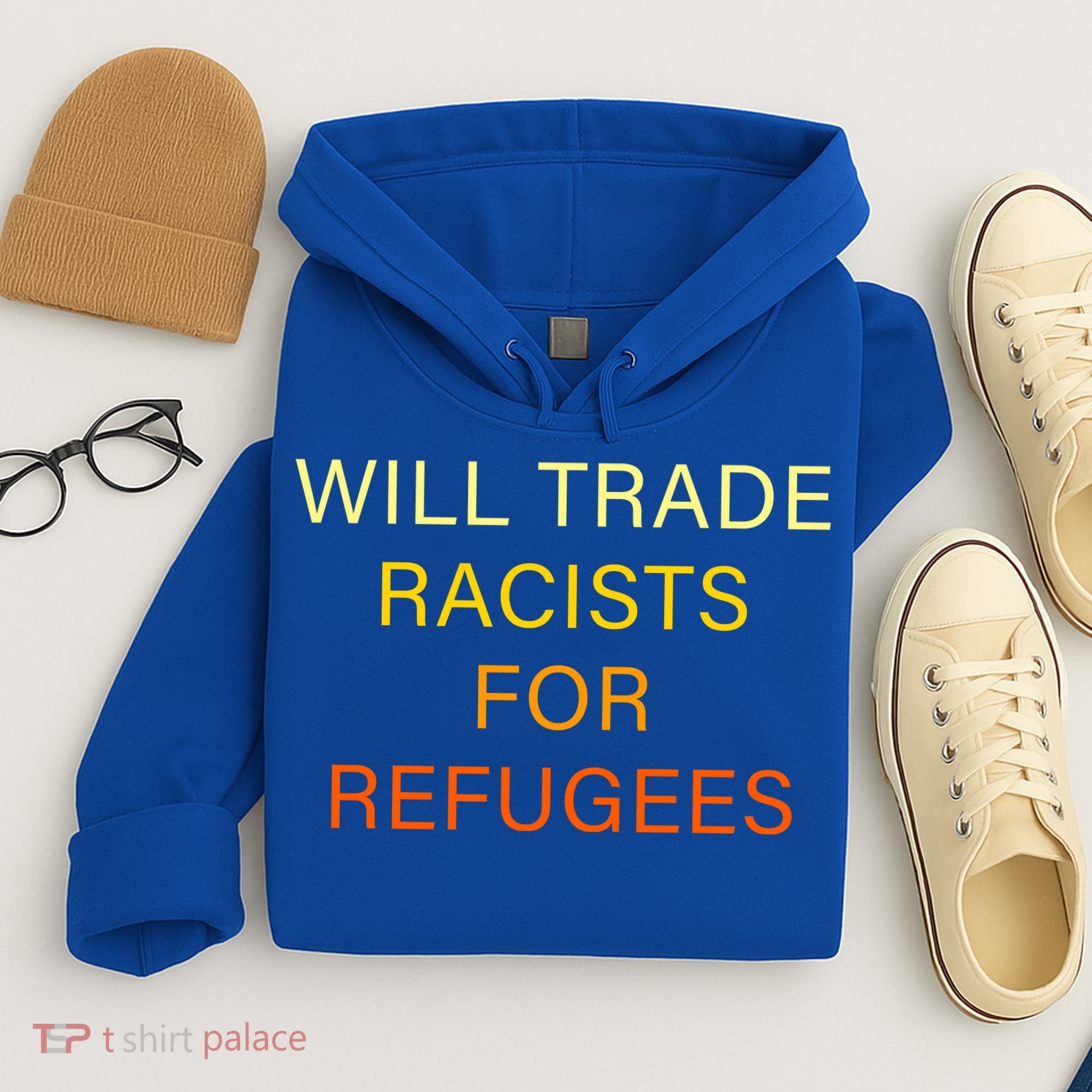 Trade Racists For Refugees Simple Logo Hoodie