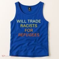 Trade Racists For Refugees Simple Logo Tank Top thumb 2