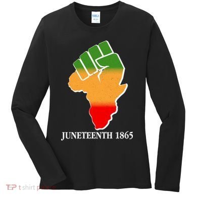 Traditional African Colors Protest Fist Juneteenth Women's Long Sleeve Shirt