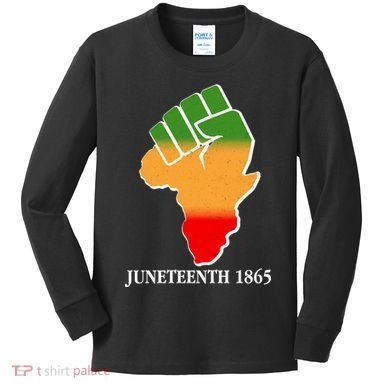 Traditional African Colors Protest Fist Juneteenth Kids Long Sleeve Shirt
