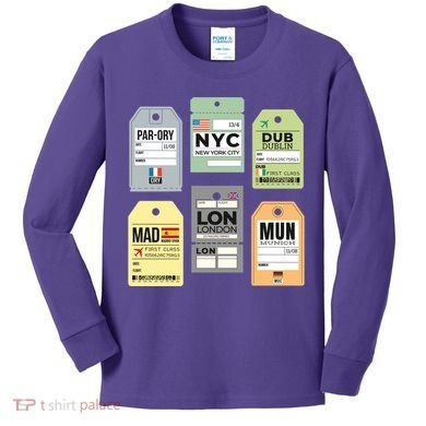 Travel Luggage Tags Kids Long Sleeve Shirt