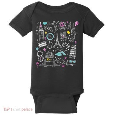Travel The World Cute Baby Bodysuit