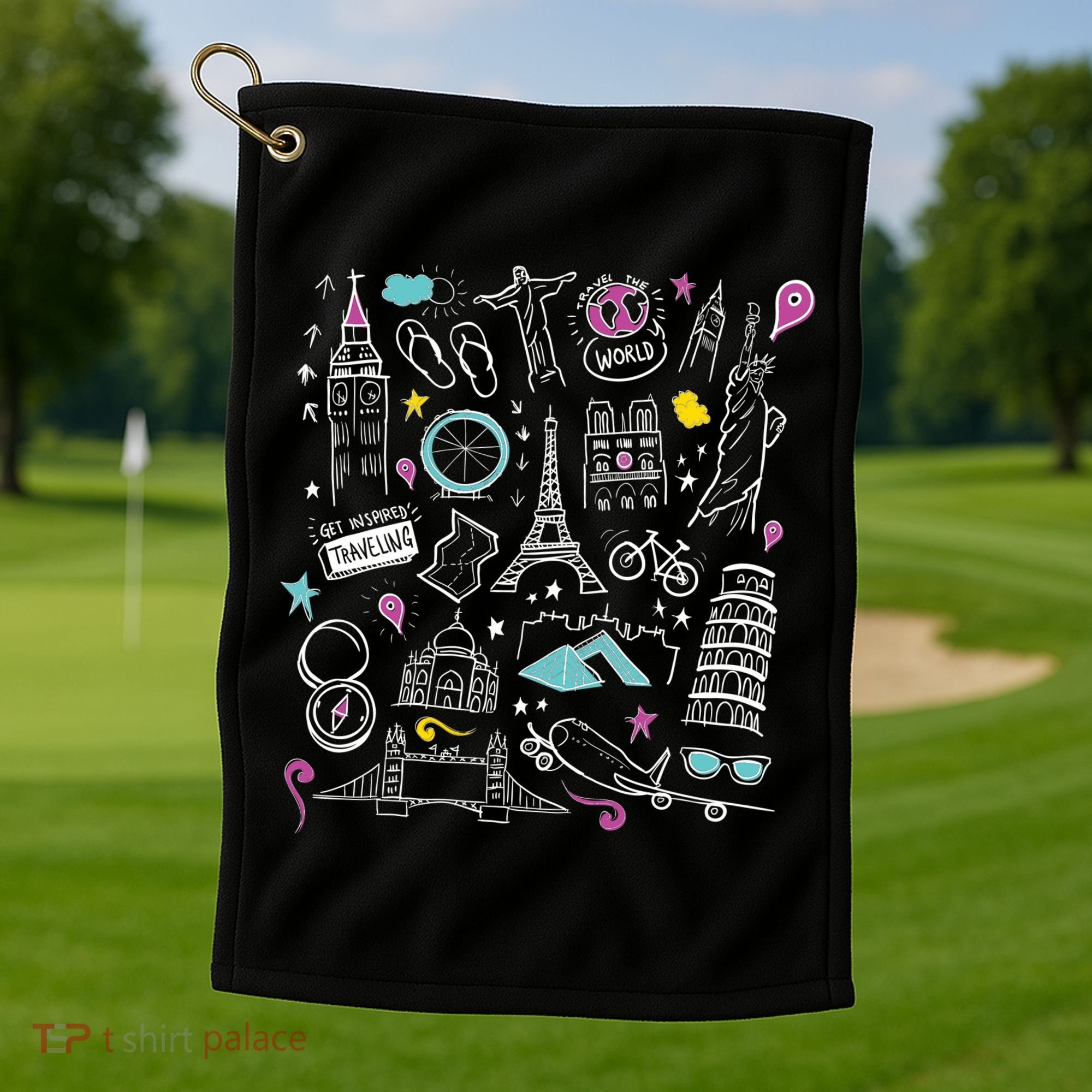 Travel The World Cute Golf Towel